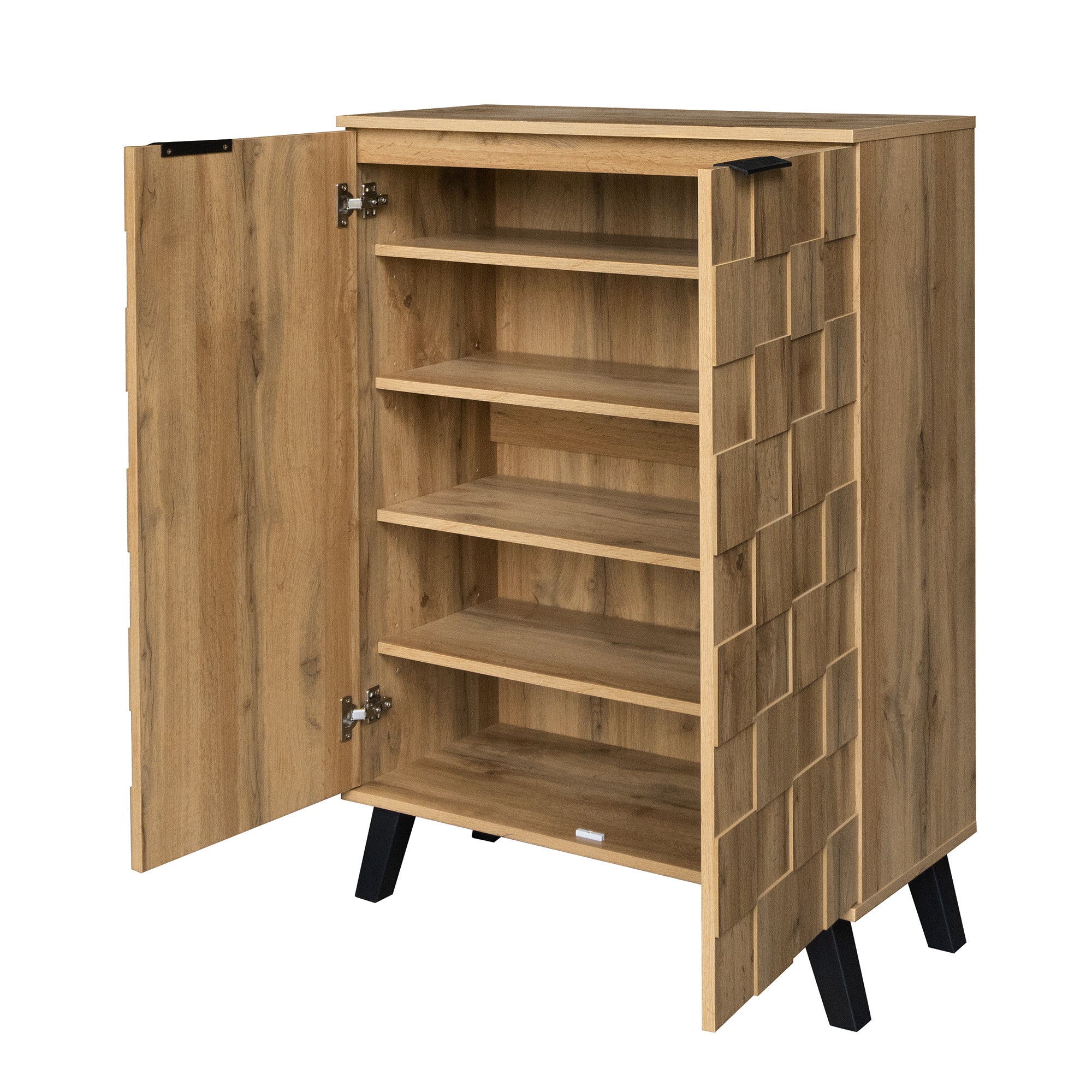 Meuble à chaussures à 5 compartiments - 80,5 x 35 x 109,5 cm - étagères réglables - Panneaux de particules - Couleur bois - 6