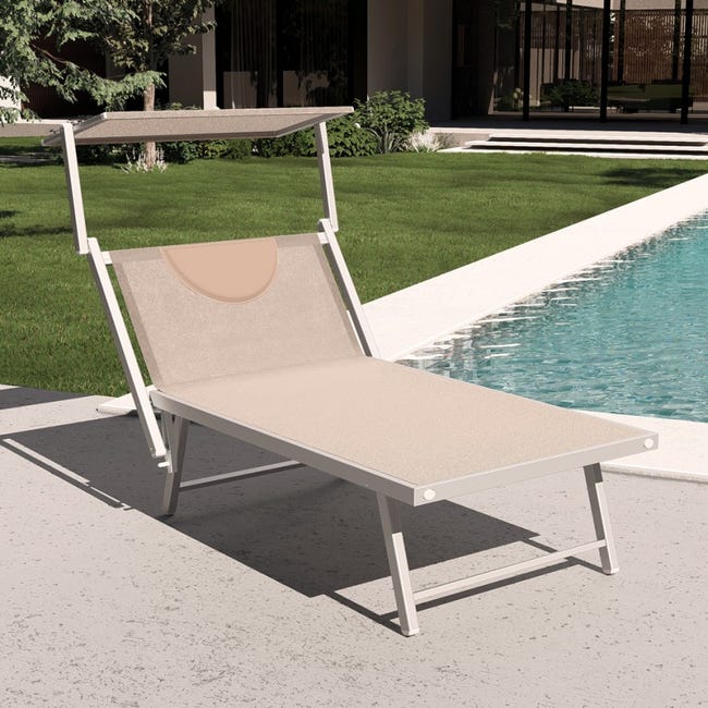 Lettino spiaggia mare in alluminio Grande Italia XL professionale