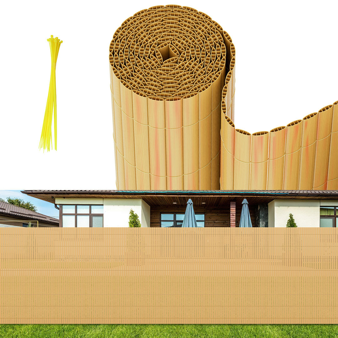 Mata PVC do użytku zewnętrznego – Ochrona przed wiatrem i promieniami UV, łatwa w czyszczeniu Bambus 90 x 800cm