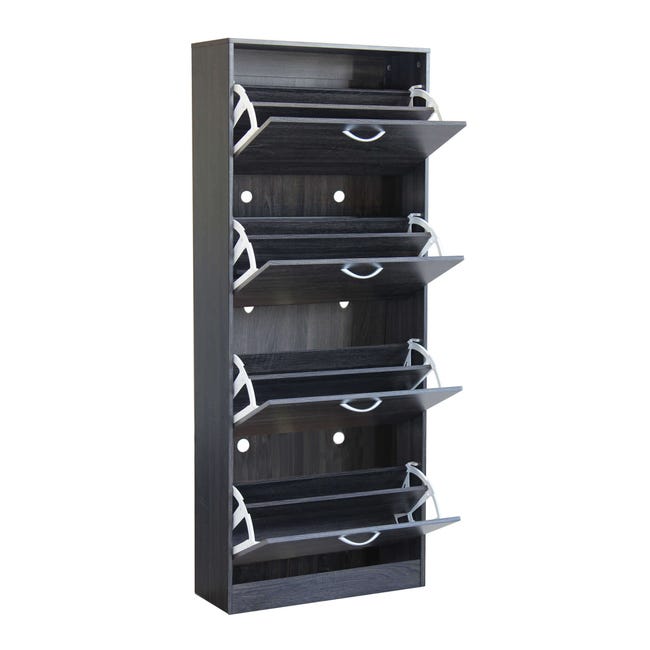 Scarpiera Britney Con 4 Ante In Legno - Design Moderno, Grigio Chiaro, Per Riordinare Le Scarpe - Foto 9