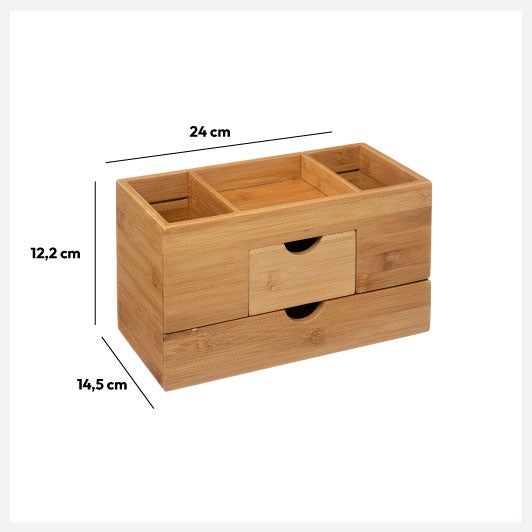 Organiseur 2 tiroirs/3 compartiements bambou - 5five - 7