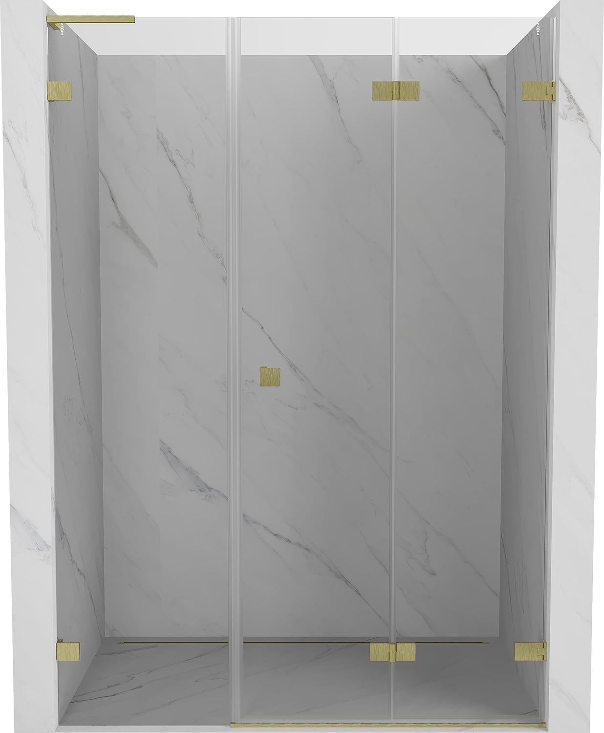 Mexen Lunar-F L drzwi prysznicowe składane prawe 125 cm, transparent, złote szczotkowane - 836SL-125-050-55-00-P