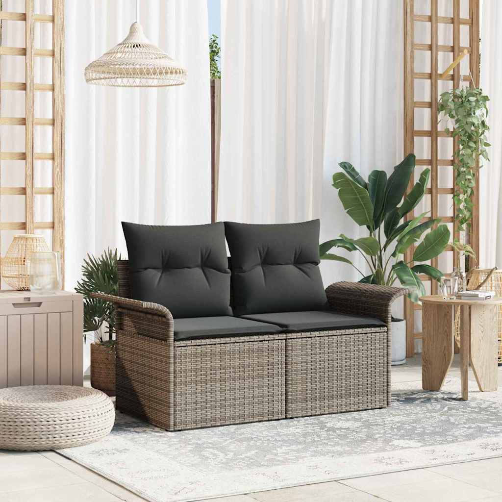 Sofa Ogrodowa z poduszką Szary 141 x 62 x 69cm polirattan vidaXL