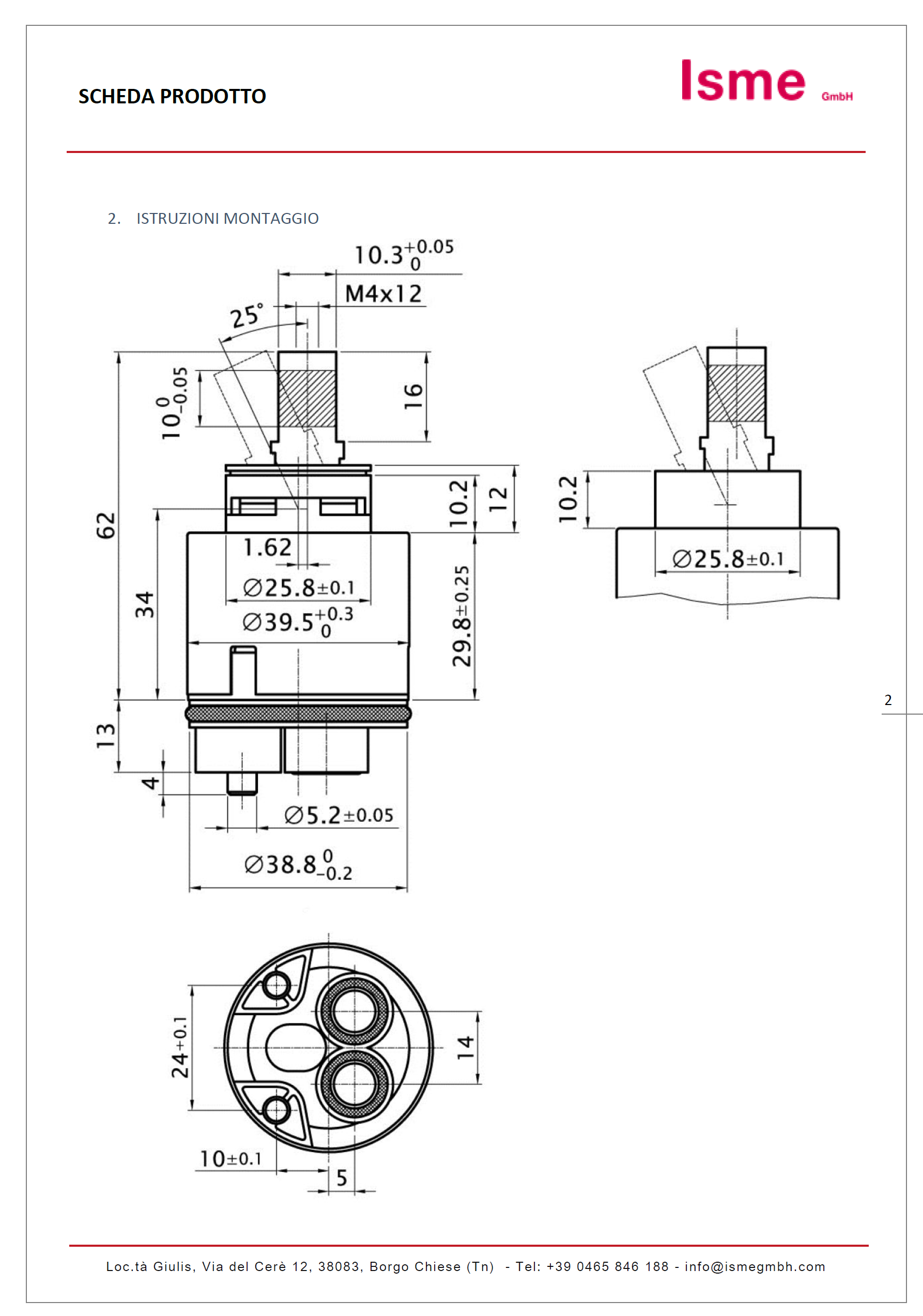 Cartouche céramique pour mitigeur WPL57 - WATA SENIOR | THEWA