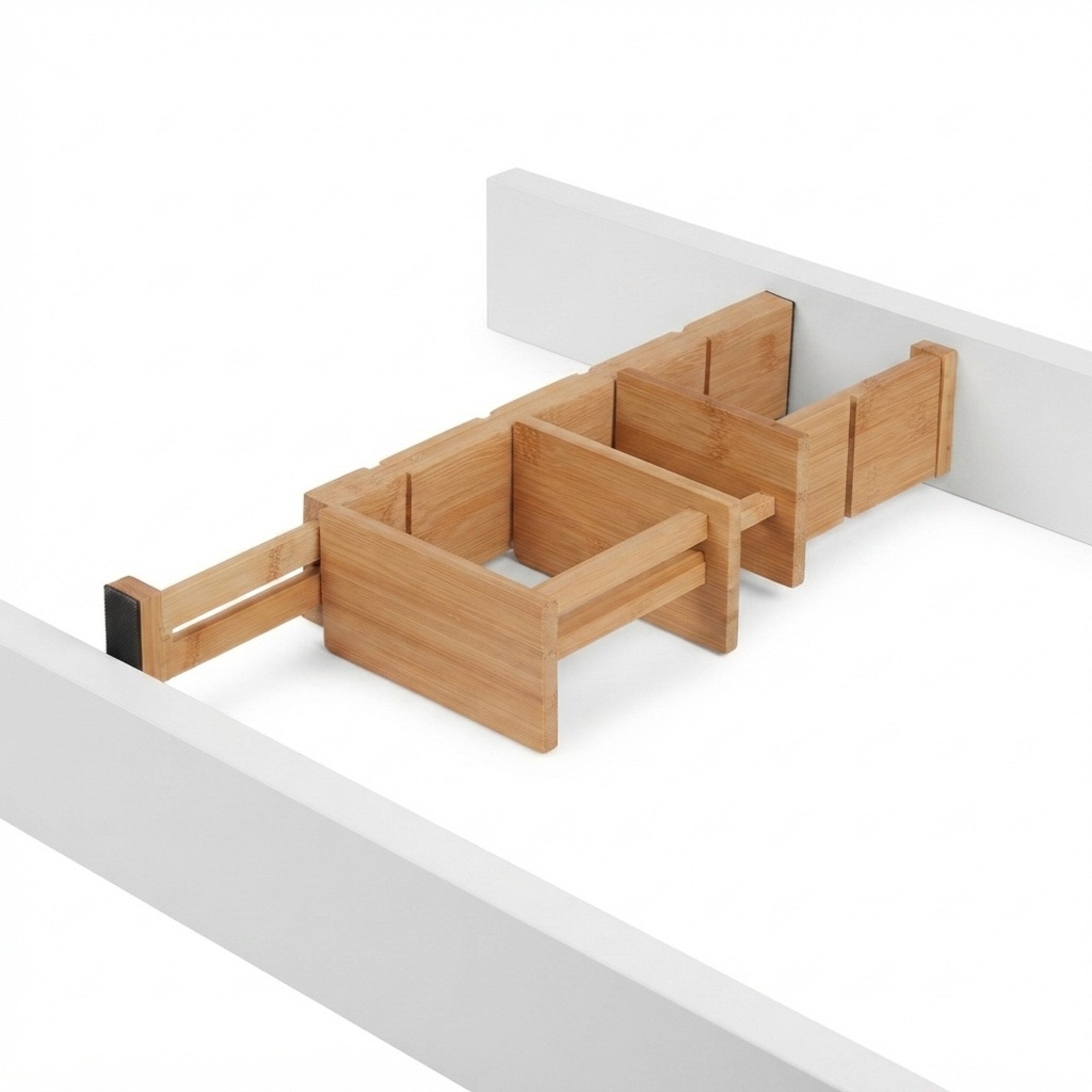 Séparateurs de tiroirs de cuisine, lot de 10, longueur réglable de 34 à 44 cm, bambou et silicone, naturel et noir, Relaxdays - 9