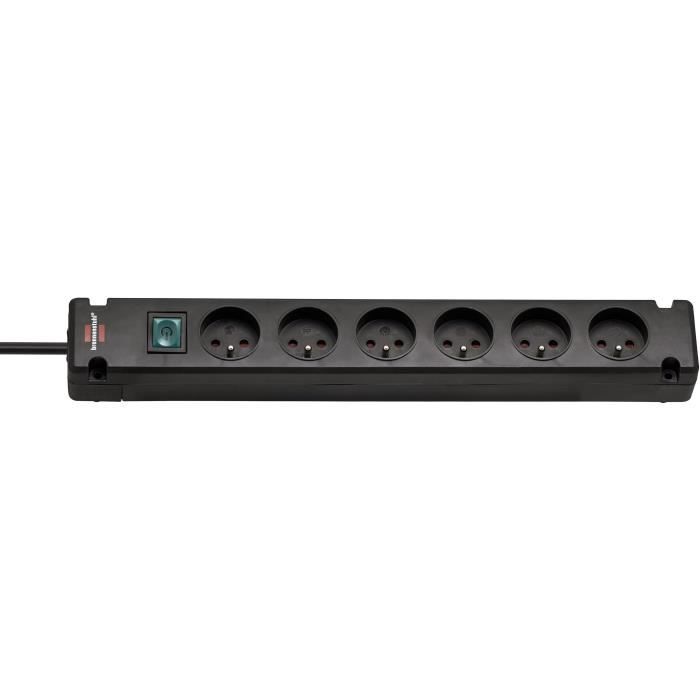 Multiprise bremounta 6 prises brennenstuhl - 3m - h05vv-f3g1.5 avec interrupteur - noir - 1150651316 - 6