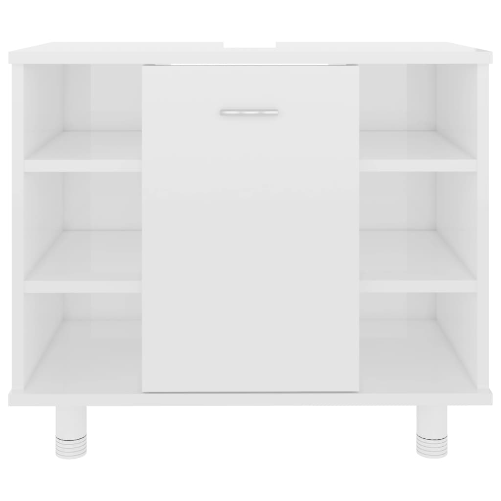 Maison Exclusive - Armario de baño madera contrachapada blanco brillo 60x32x53,5cm - 6