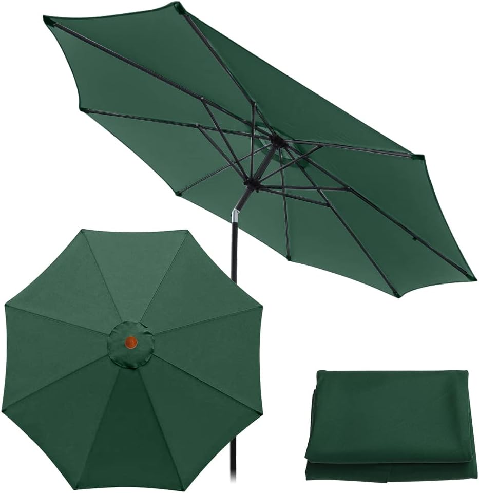 8-żebrowy daszek parasola ogrodowego, wymienny, tkanina poliestrowa (300 cm, zielony)