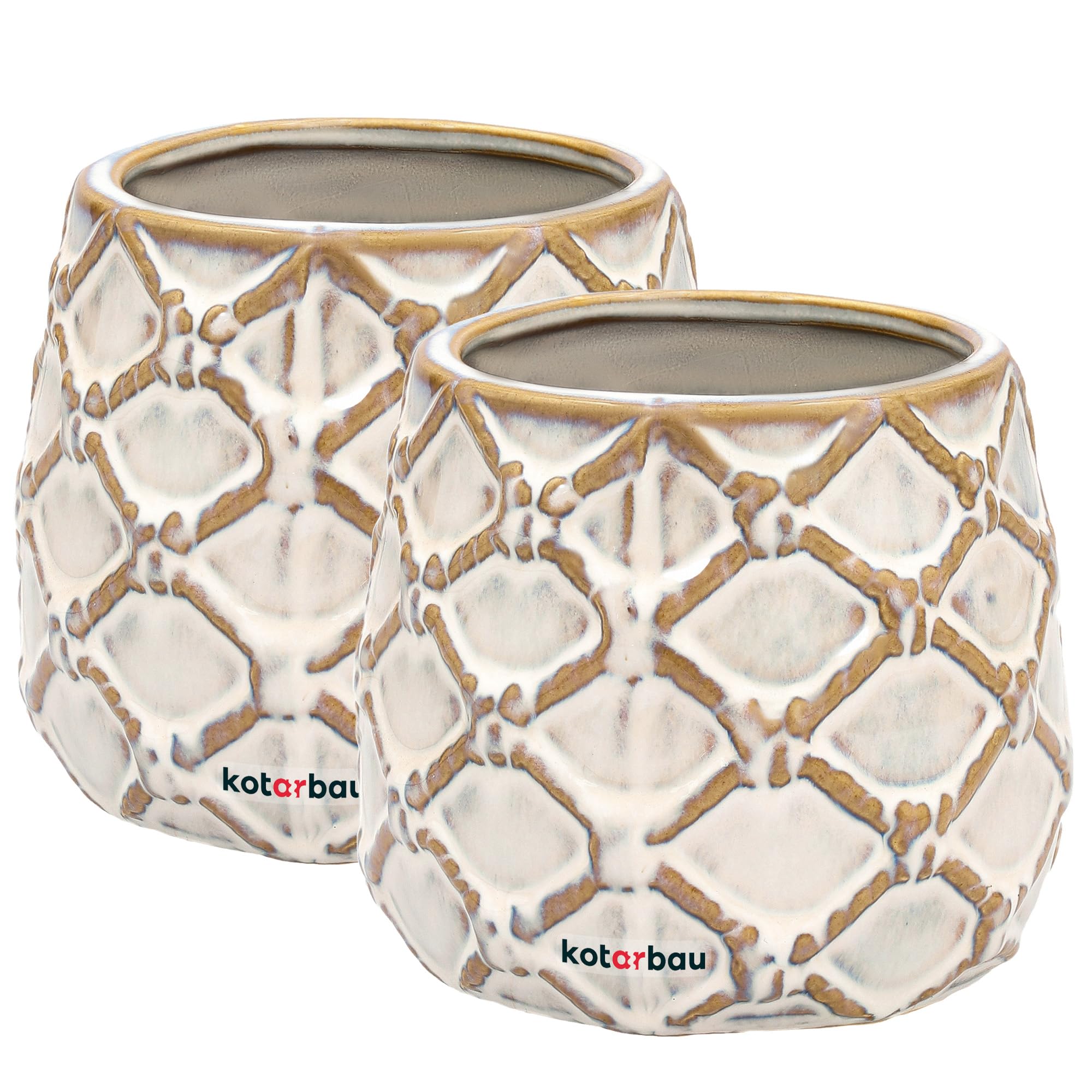 2x doniczka ananas donica osłonka ceramiczna fi90 ceramika ozdoba na kwiaty - KOTARBAU