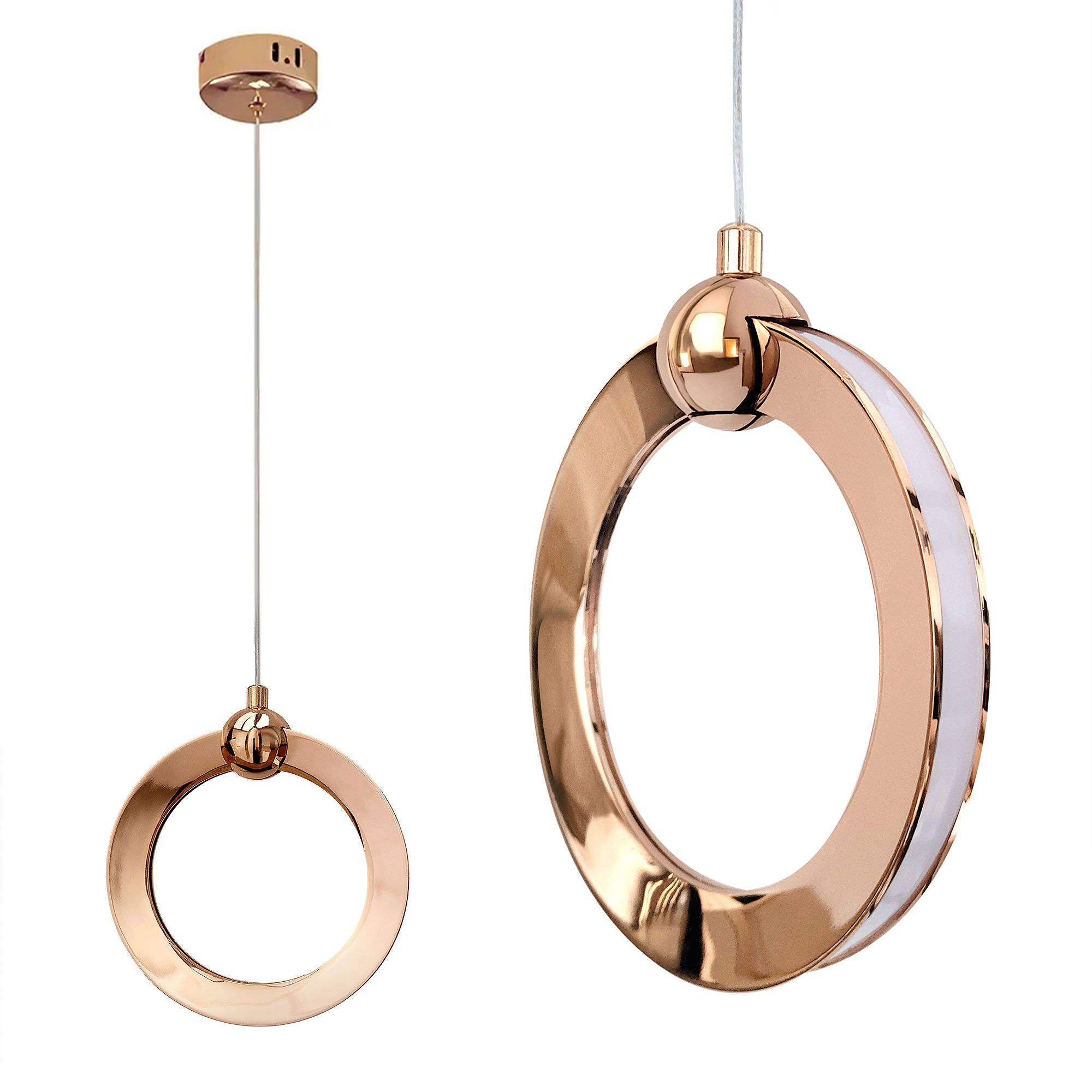 Lampa Sufitowa Wisząca Led Toolight Lhj101-1Cp Złoty, Różowe Złoto
