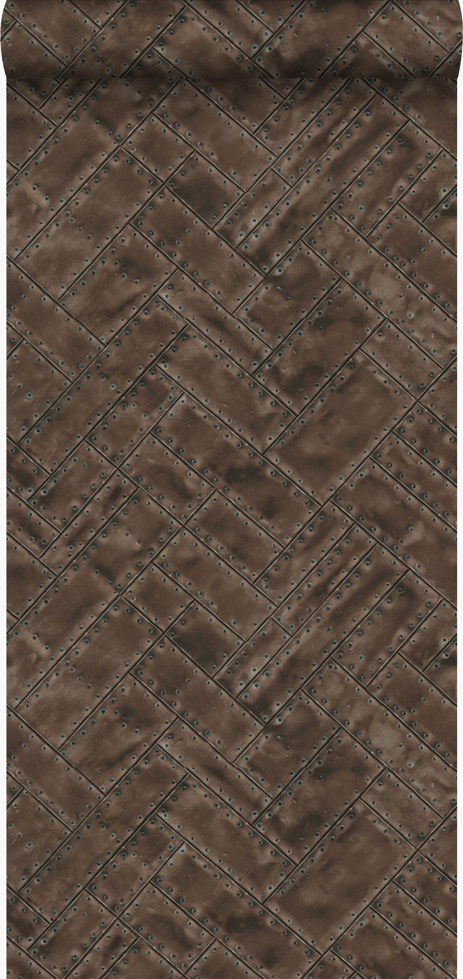 Tapeta metalowe talerze rdzawy brąz - 53 cm x 10.05 m - ORIGIN