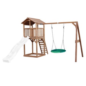 AXI Beach Tower - Aire De Jeux Enfant Avec Toboggan Bleu, Bac à Sable Et Maisonnette En Bois FSC - Idéal Pour Le Jardin