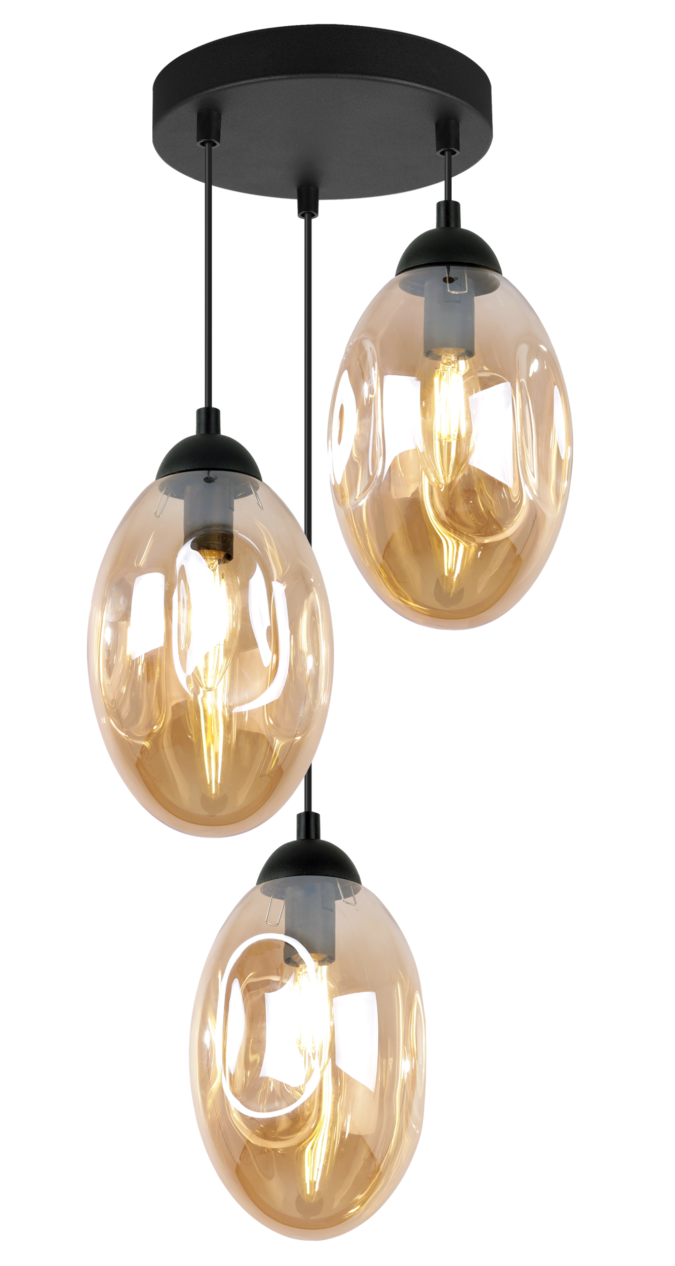 Lampa sufitowa wisząca modern Vigo 3xE27 klosz owalny miodowy Light Home LH
