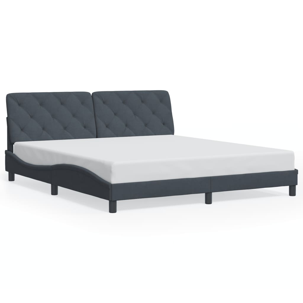 Cadre de lit sans matelas gris foncé 180 x 200 cm velours - 2