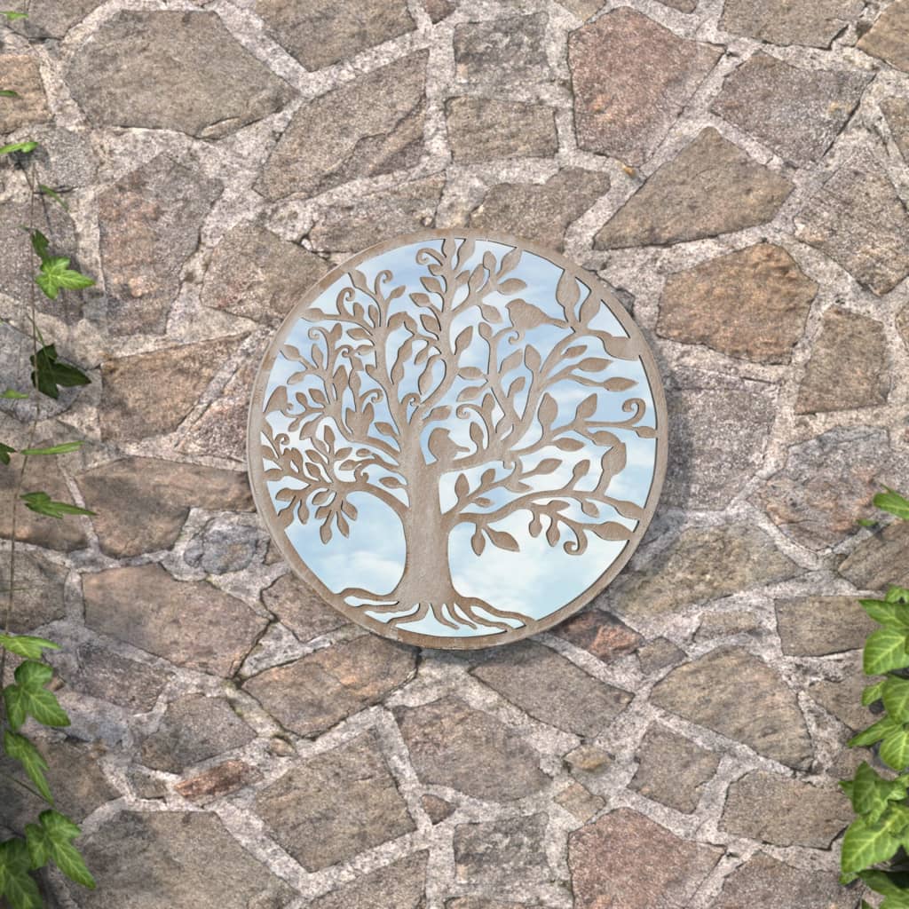 Espelho redondo de jardim em ferro arenoso para uso externo 40x2,5 cm- COMFORTXL - 2