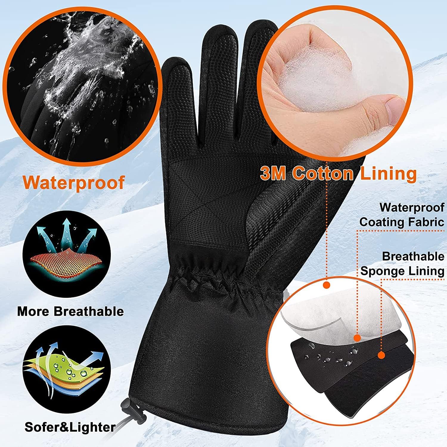 Gants Chauffants Électriques 7.4V 4000mAh Rechargeables pour Homme Femme, Taille L, Idéal Ski, Vélo, Moto, Froid Hivernal - 5