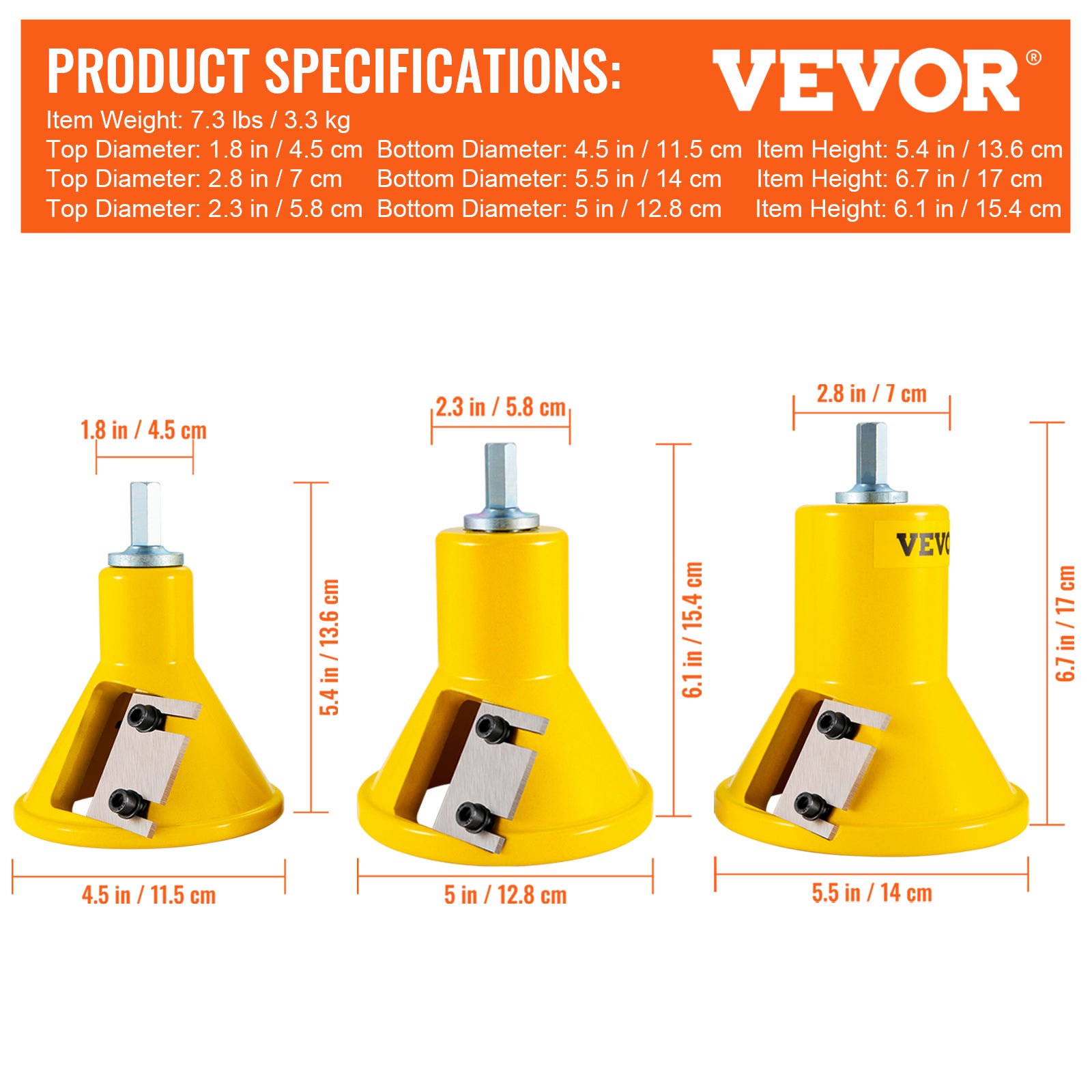 Embouts à Tenonner VEVOR 25,4 mm 38 mm et 50,8 mm Tenons à Épaules Coniques en Aluminium et Acier Solide Lames Droites Kit Démarrage pour Construction - 7