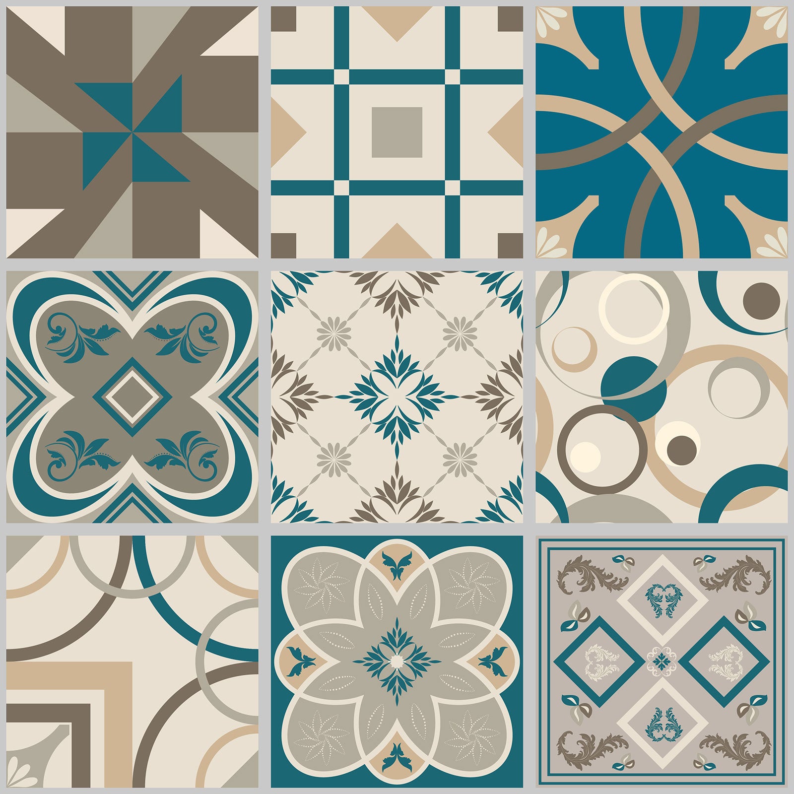 Crédence adhésive sticker décoratif pour cuisine - Effet carreaux de ciment - Adhésif MAT - 60x60 cm - 2