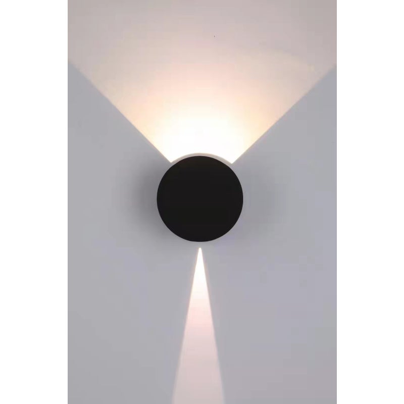 Kinkiet wewnętrzny, ciepłe światło, czarna lampa ścienna LED z regulowaną wiązką światła (góra/dół), okrągła lampa ścienna 10W do sypialni, klatki sc