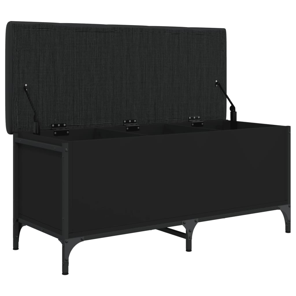Banc d'intérieur | Banc de rangement noir 102x42x45 cm bois d'ingénierie CFW65672 - 5