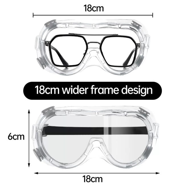 2 pièces lunette de protection travail Lunettes de protection, Surlunettes de Sécurité Anti-rayures Idéal pour Bricolage, Chimie, Travaux, Chantiers - 2
