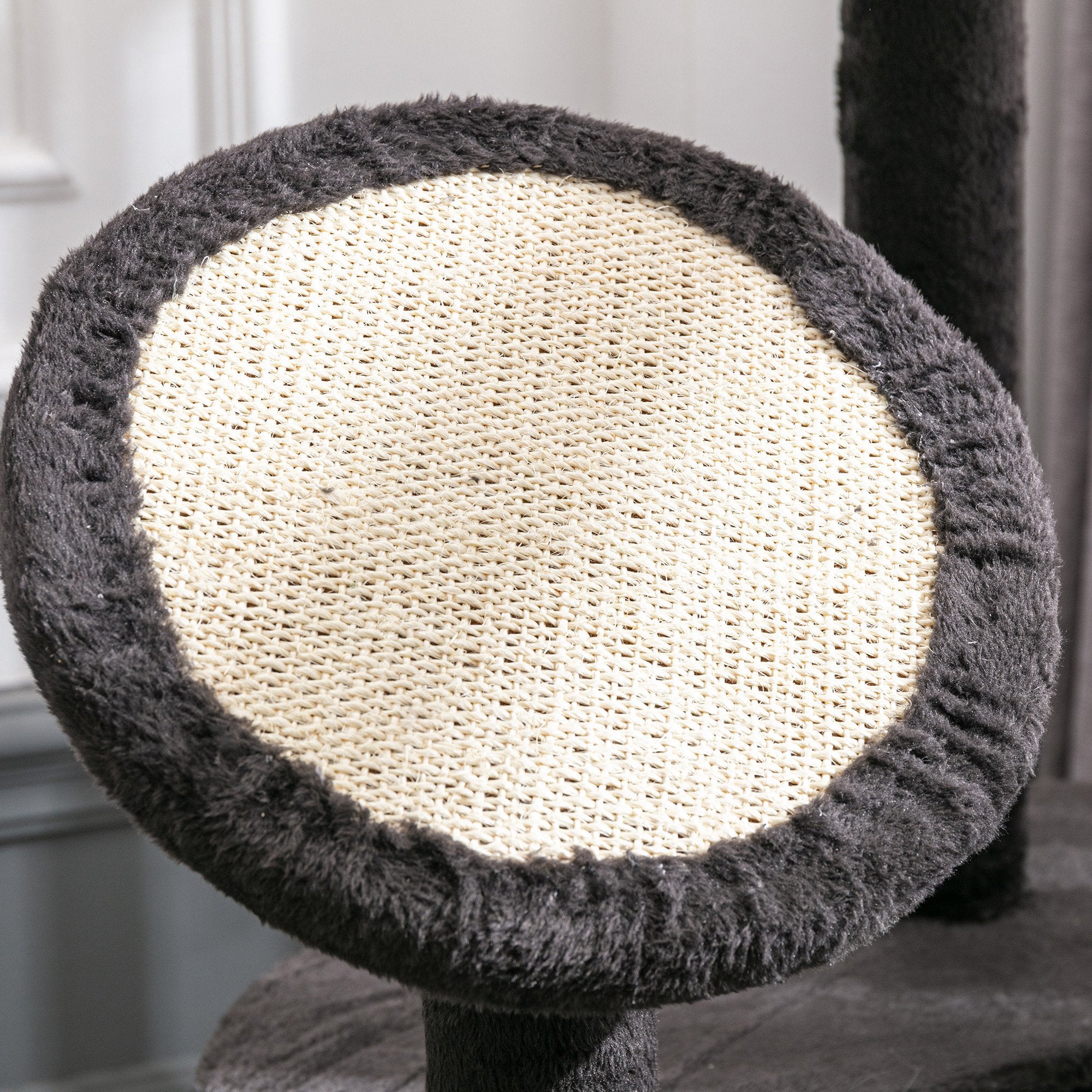 Arranhador para Gatos PawHut Cinza de carvão Aglomerado de Madeira, Sisal e Pelúcia 64,5x50,5x153cm - 4