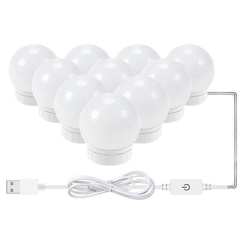 Kit d'éclairage miroir avec 14 ampoules pour coiffeuse, miroir LED Hollywood à intensité variable, éclairage de coiffeuse USB avec interrupteur - 2