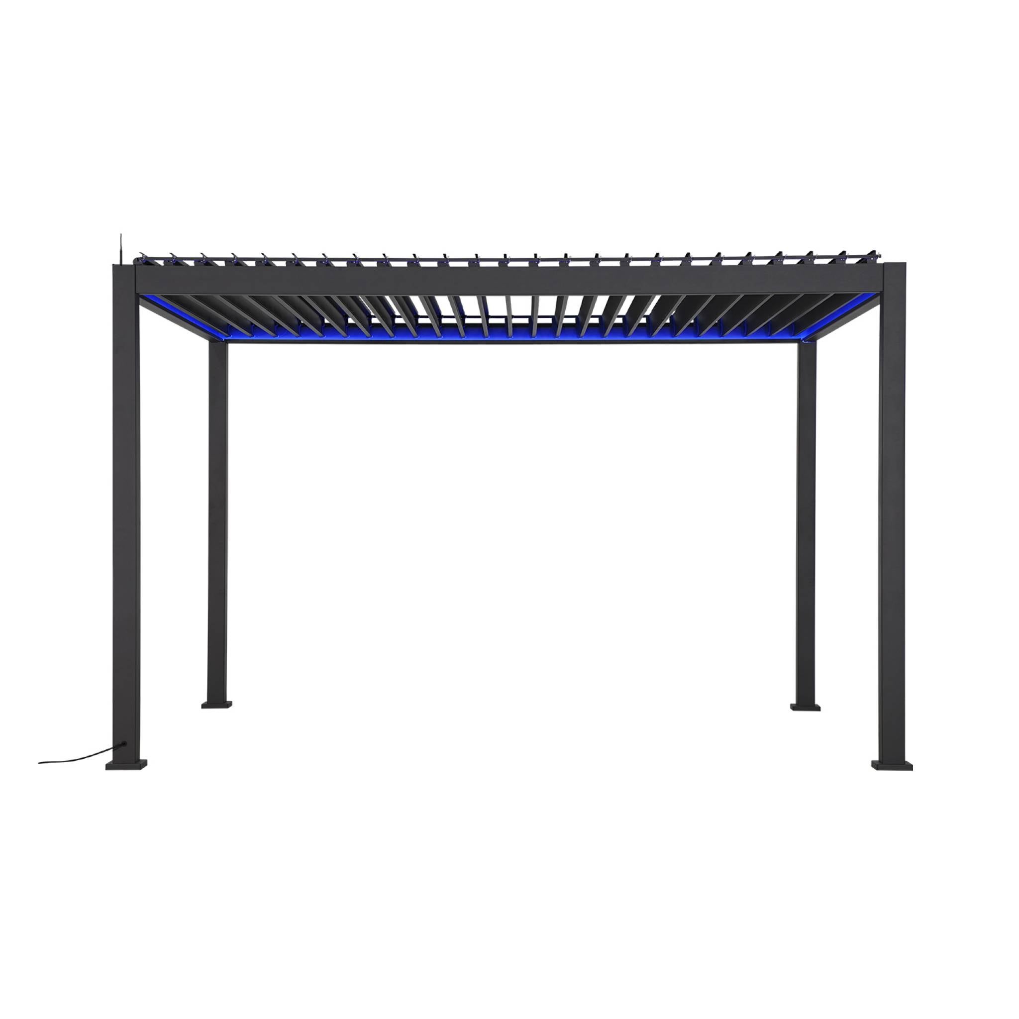 Pérgola eléctrica bioclimática de 3x4m de alumínio com iluminação LED, Triomphe 3x4m LED, Antracite, 391x301x250 cm - 4
