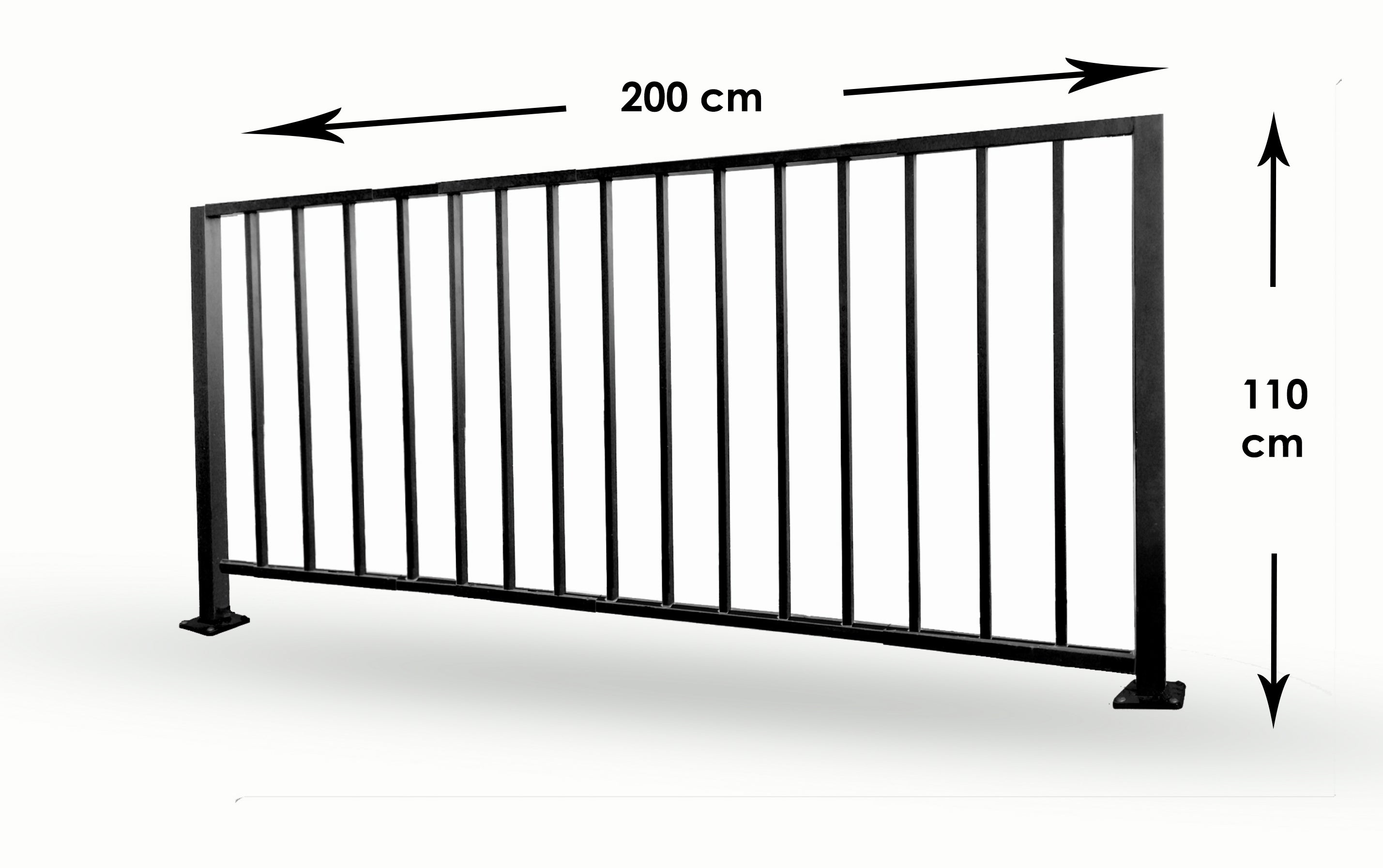 Clôture de jardin NOIR – 200 cm de largeur x 110 cm de hauteur - 2