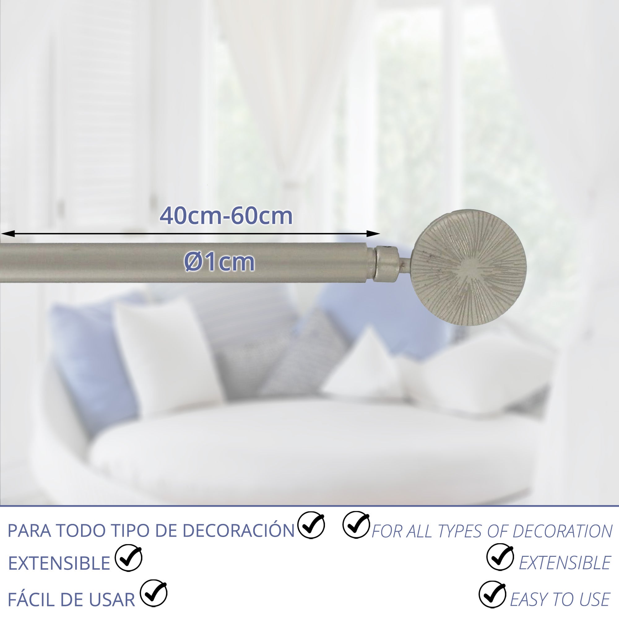 Portatenda estensibile forgiatura terminale - Rond Strie - 40X60Cm - 2