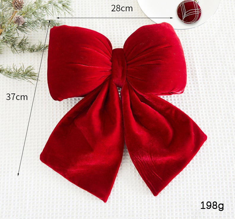 Colgante de lazo navideño, adorno de terciopelo rojo, lazo colgante, adecuado para reuniones familiares y decoración de tiendas (tamaño grande). - 6