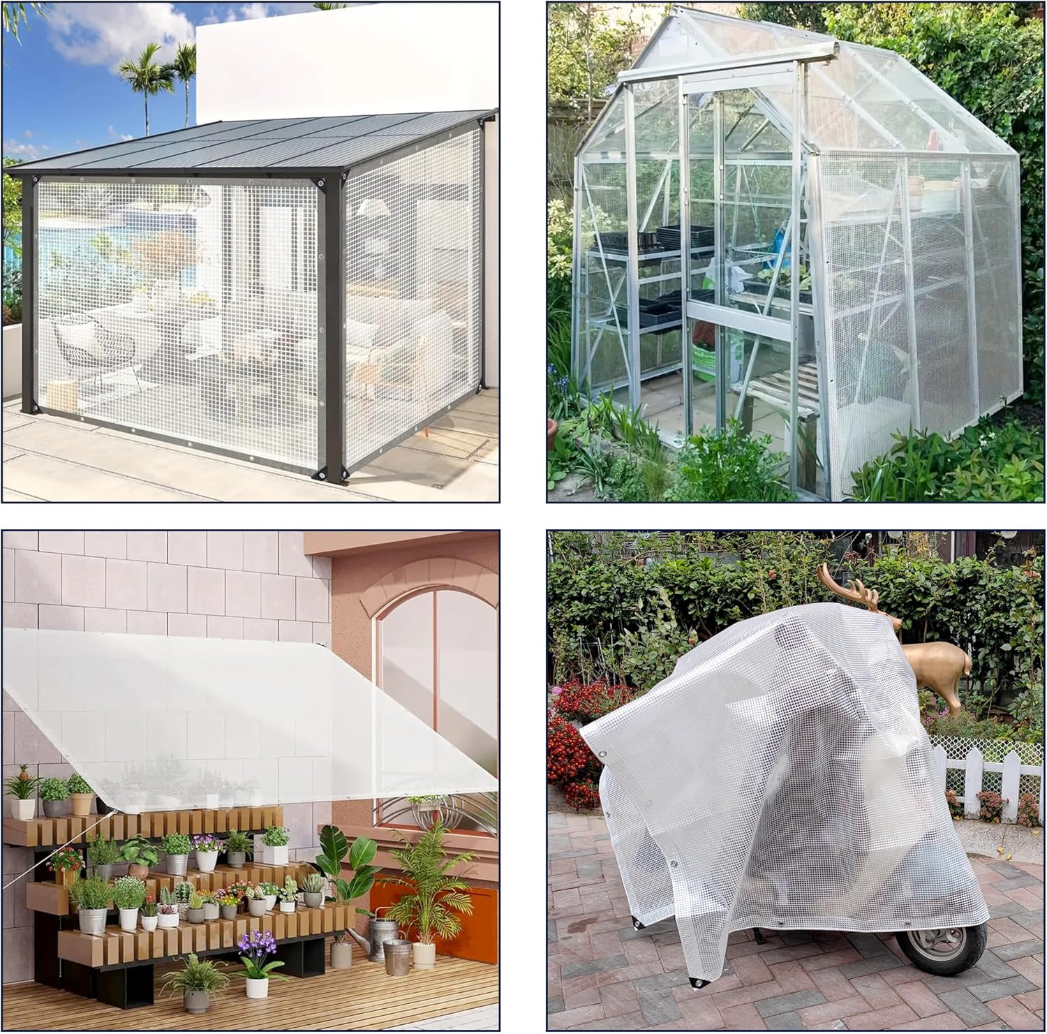 Bâche blanche transparente 3x5m adaptée à la serre extérieure de jardin couvrant la protection UV - 3