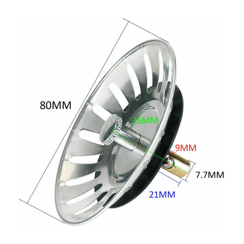 Bouchon d'évier de cuisine, bonde de 8 cm, bouchon d'évier en acier inoxydable, protection d'évier de cuisine et de salle de bain, bouchon de vidange - 2