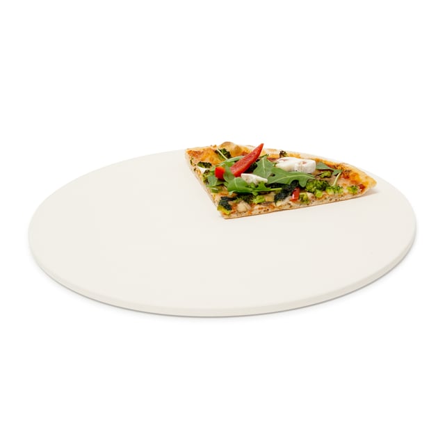Relaxdays Piedra Pizza Redonda, Plancha de Piedra para Horno y Parrilla, Bandeja, Cordierita, 33 cm Diámetro, Beige