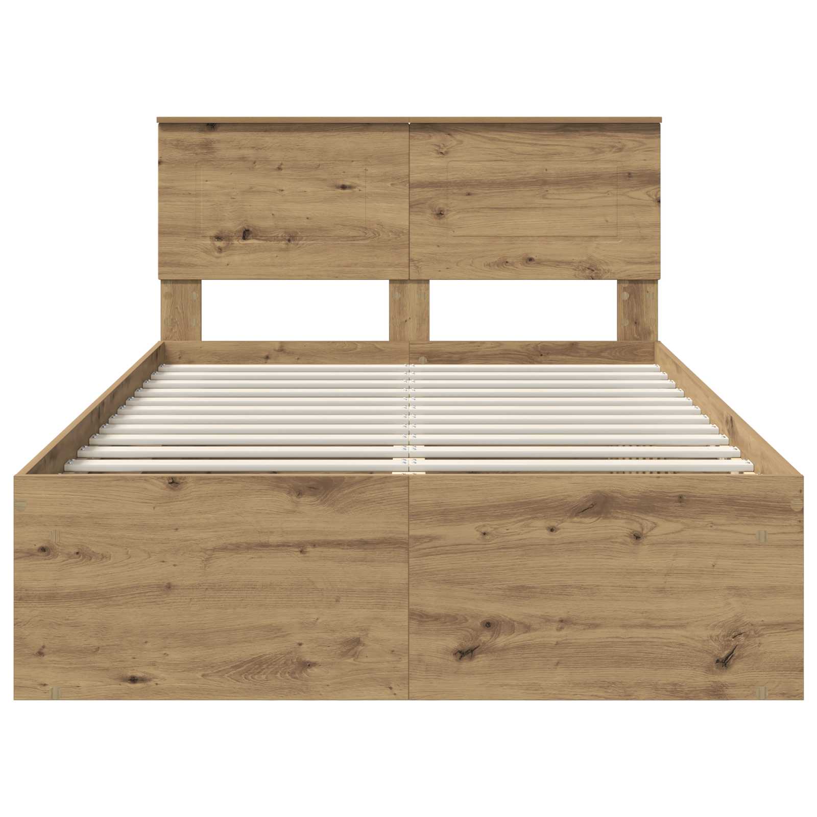 Cadre de lit chêne artisanal 135 x 190 cm panneau de bois - 7