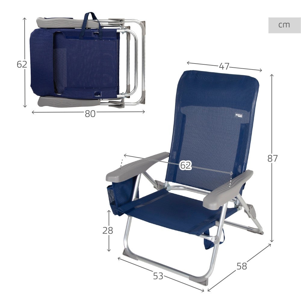 Silla de playa multiposición plegado slim c/cojín y bolsillo Aktive - 4