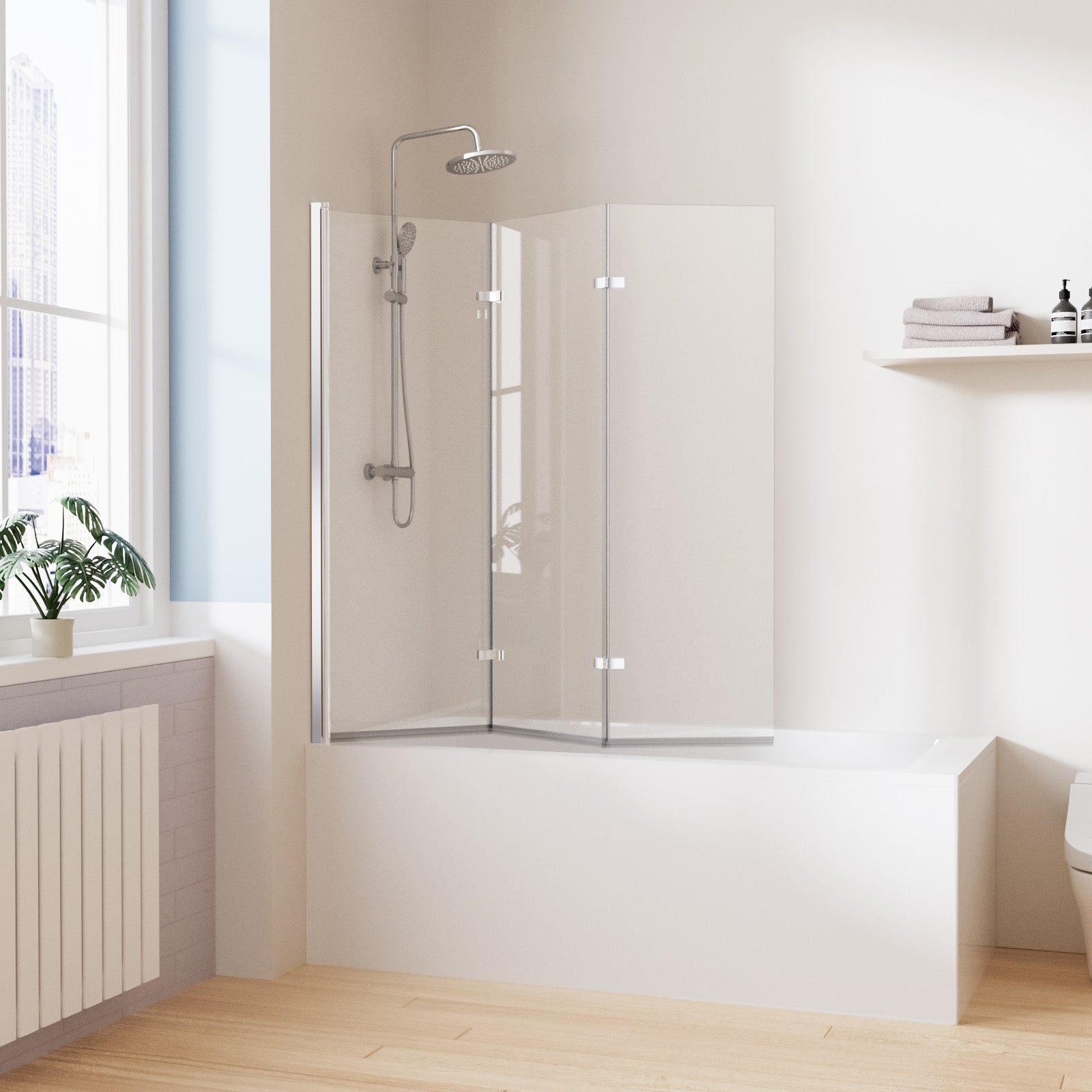 Heilmetz Pare baignoire Pivotant 3 Pièces de Verre pliable écran de baignoire 130x140cm(L*H) Transparent verre de sécurité ESG 6mm - 2