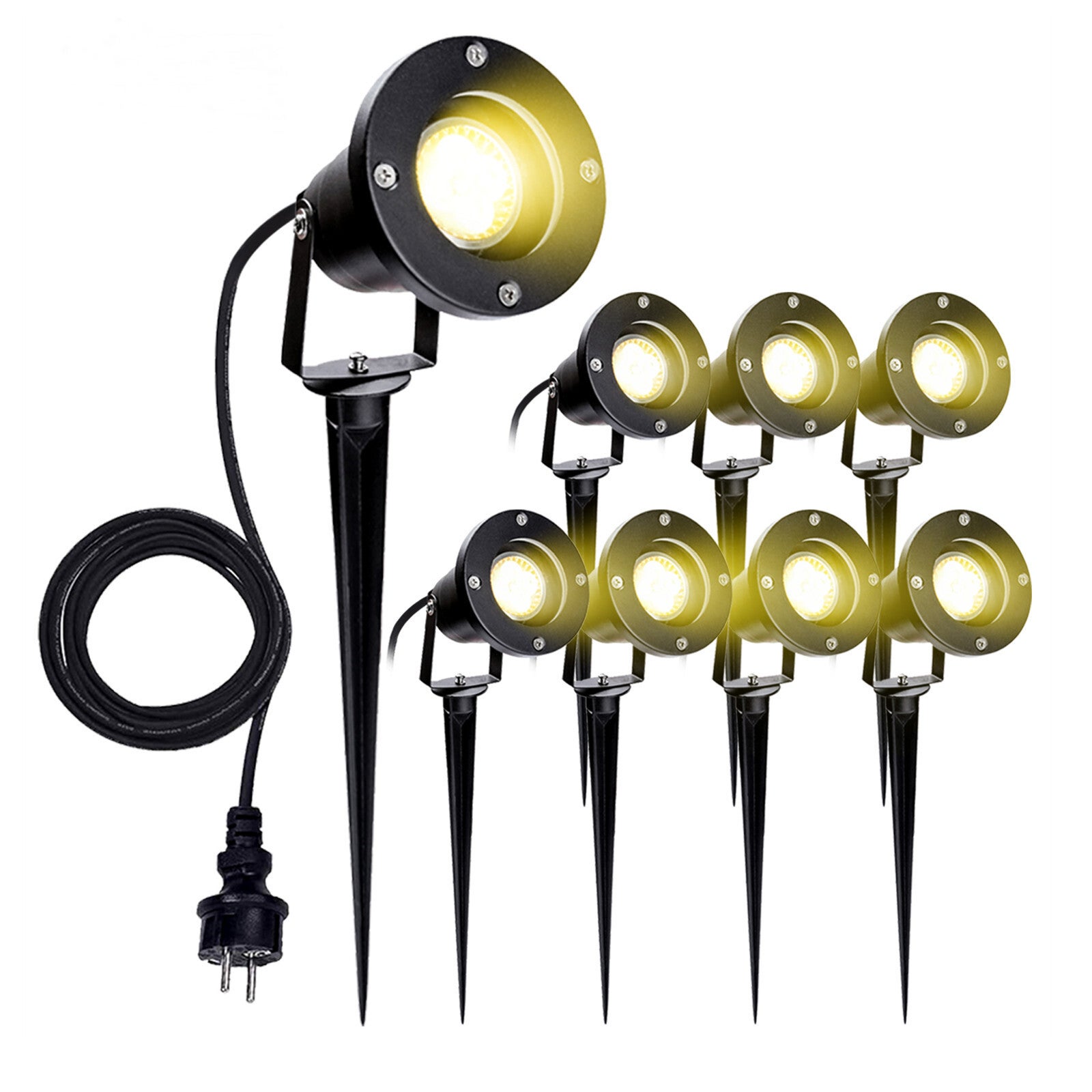 8X reflektor ogrodowy LED zewnętrzny reflektor LED ciepła biel IP65 lampa ogrodowa 4W GU10 łąka do ogrodu zewnętrznego