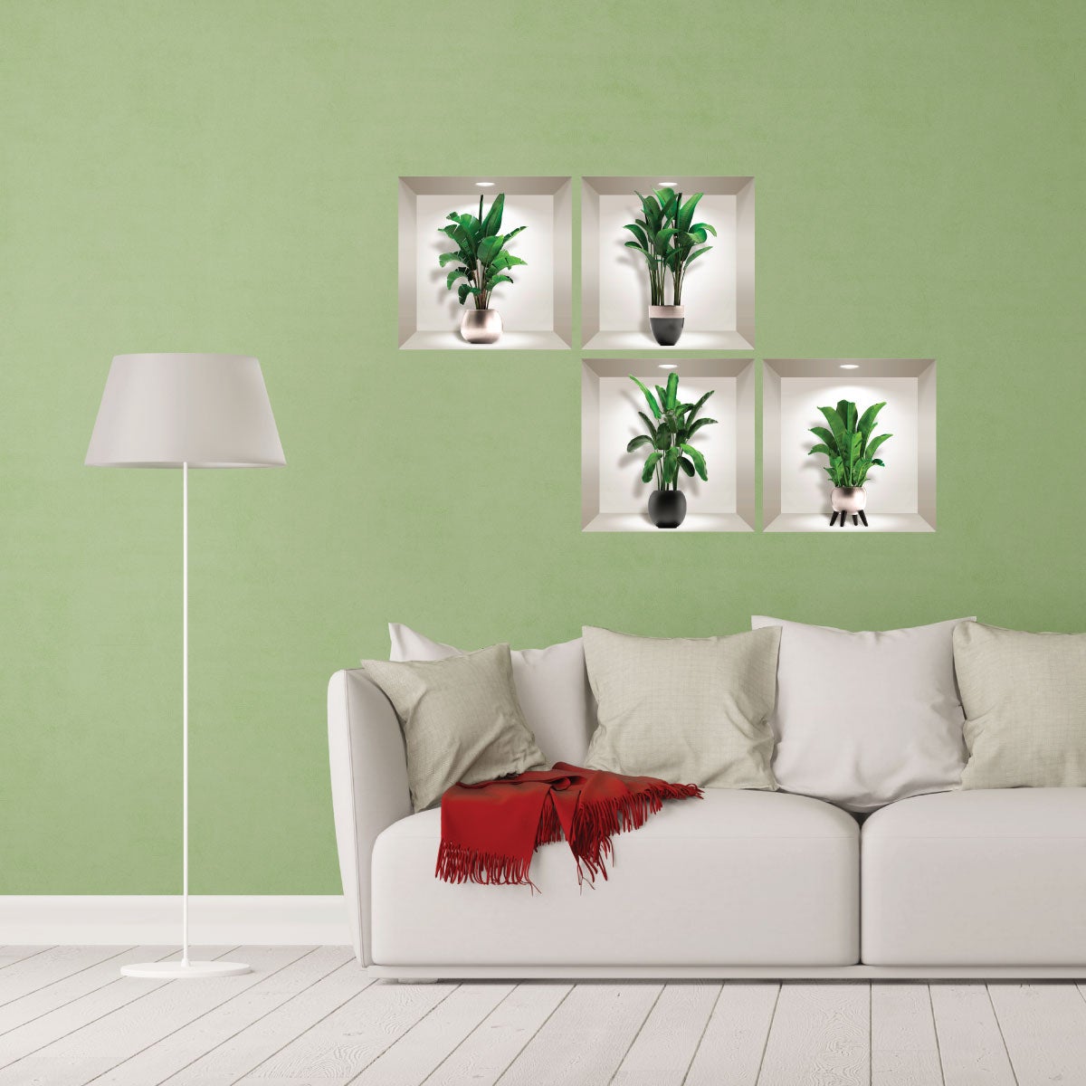 Adesivo 3D piante foglie di palma esotiche - Sticker adesivo - adesivi murali - 80x80cm - 3