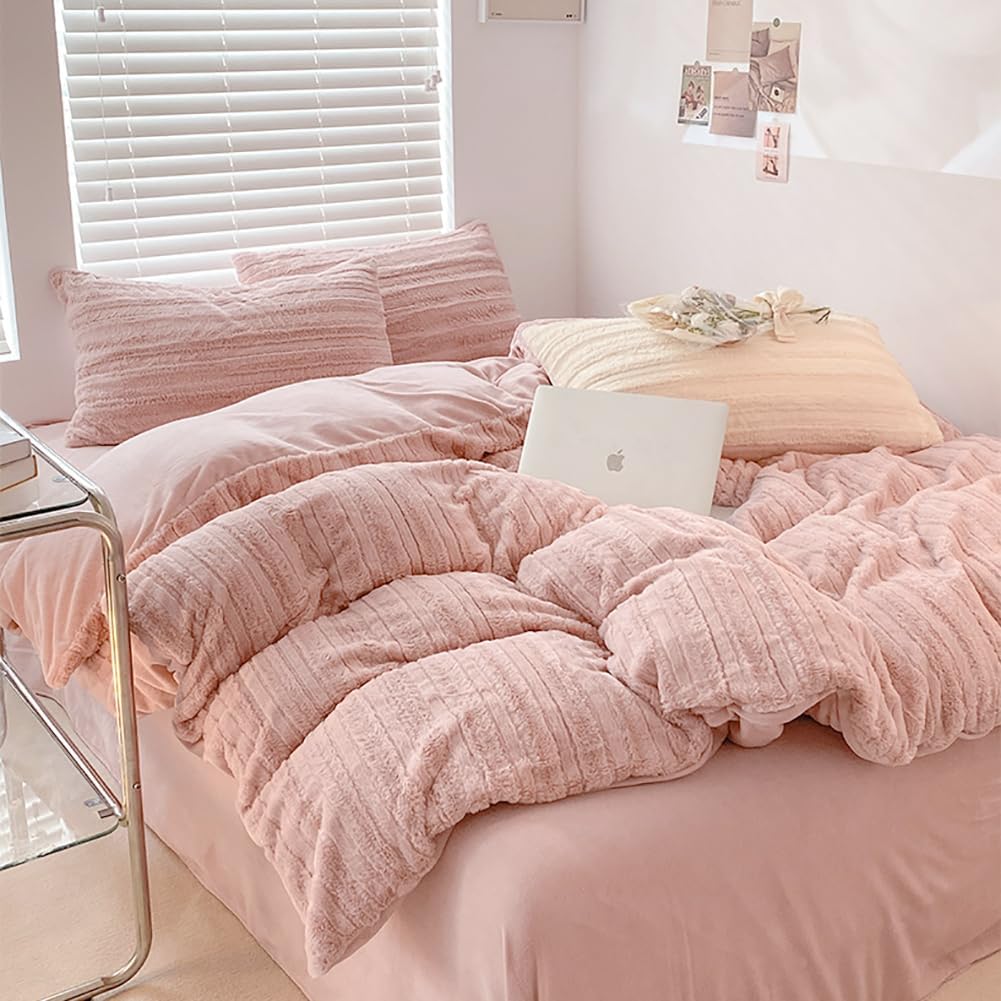 Capa de Edredão Peluche 220x240 Rosa + 2 Fronhas 65x65cm - 4