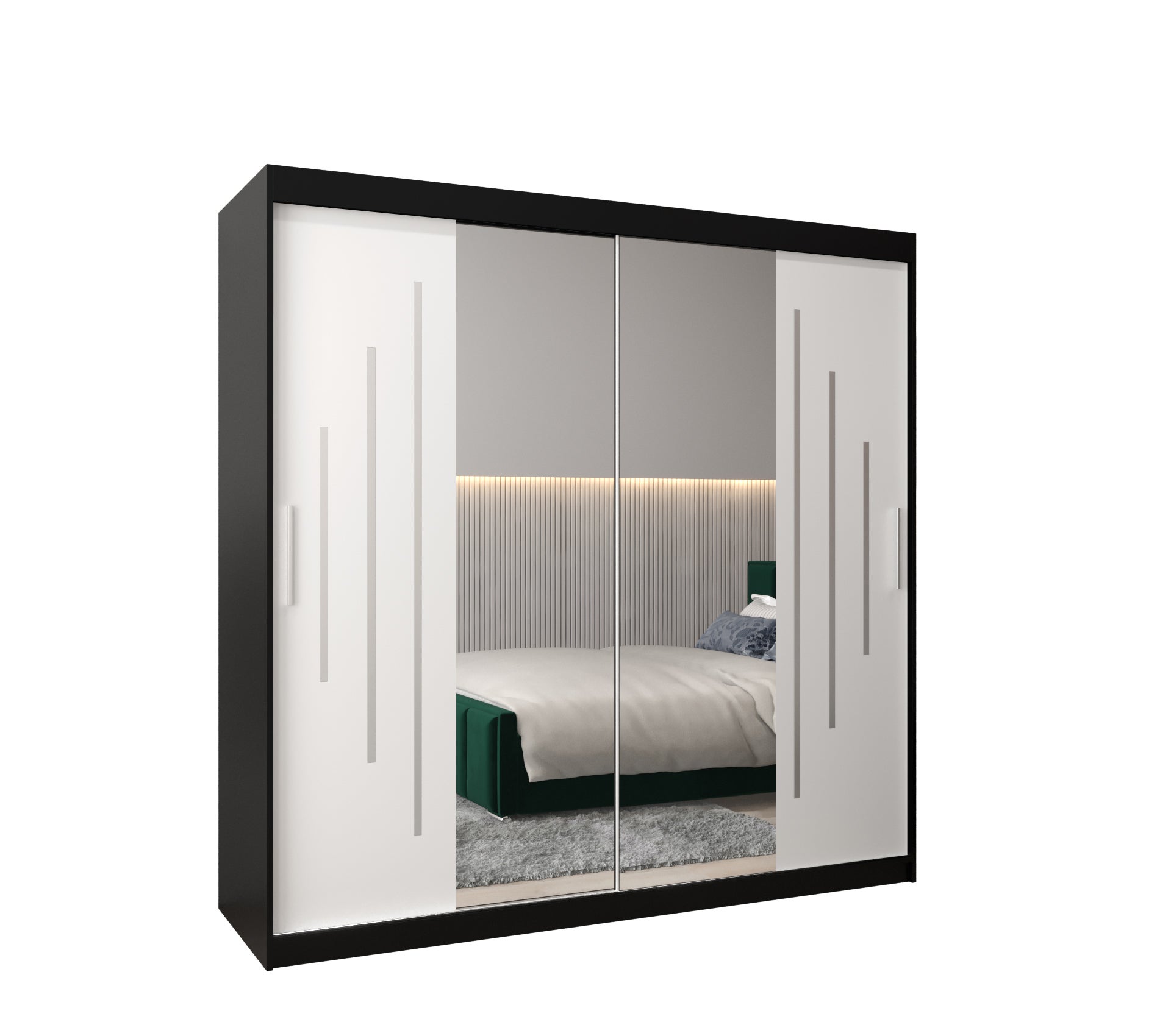 Szafa przesuwna garderoba York 1 200 x 62 x 200 cm Czarny + Biały - Abiks Meble