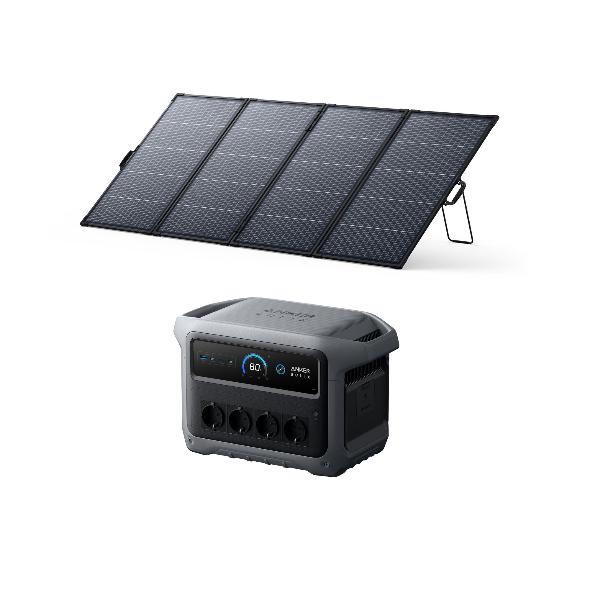 Zestaw Anker SOLIX C1000X Gen 2 przenośna stacja zasilania Gen 2 z bifacjalny panelem solarnym 400W – Generator solarny 4x2000W