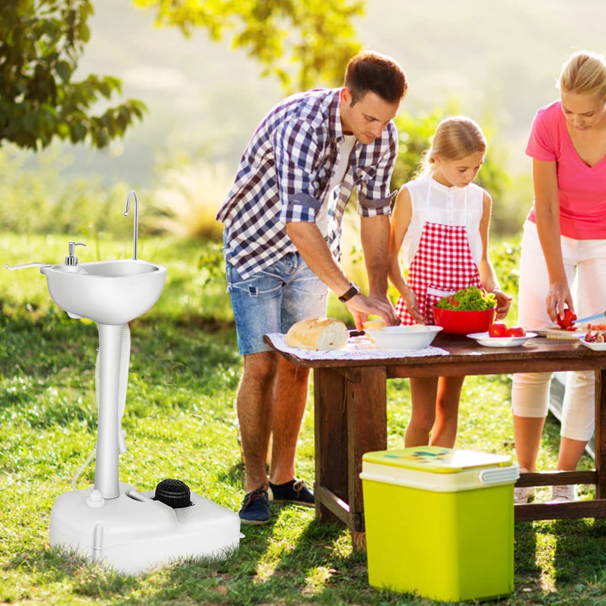 Évier de Camping à Pompe à Pied Portable avec Réservoir d'eau de 17L et Distributeur de Savon - 2