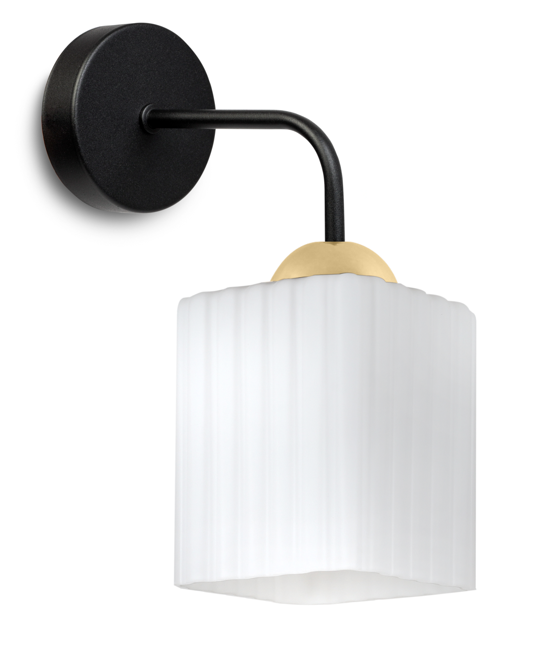 Lampa kinkiet ścienny Riffle loft 1xE27 klosz szklany sześcian 15cm biały/złoty Light Home LH