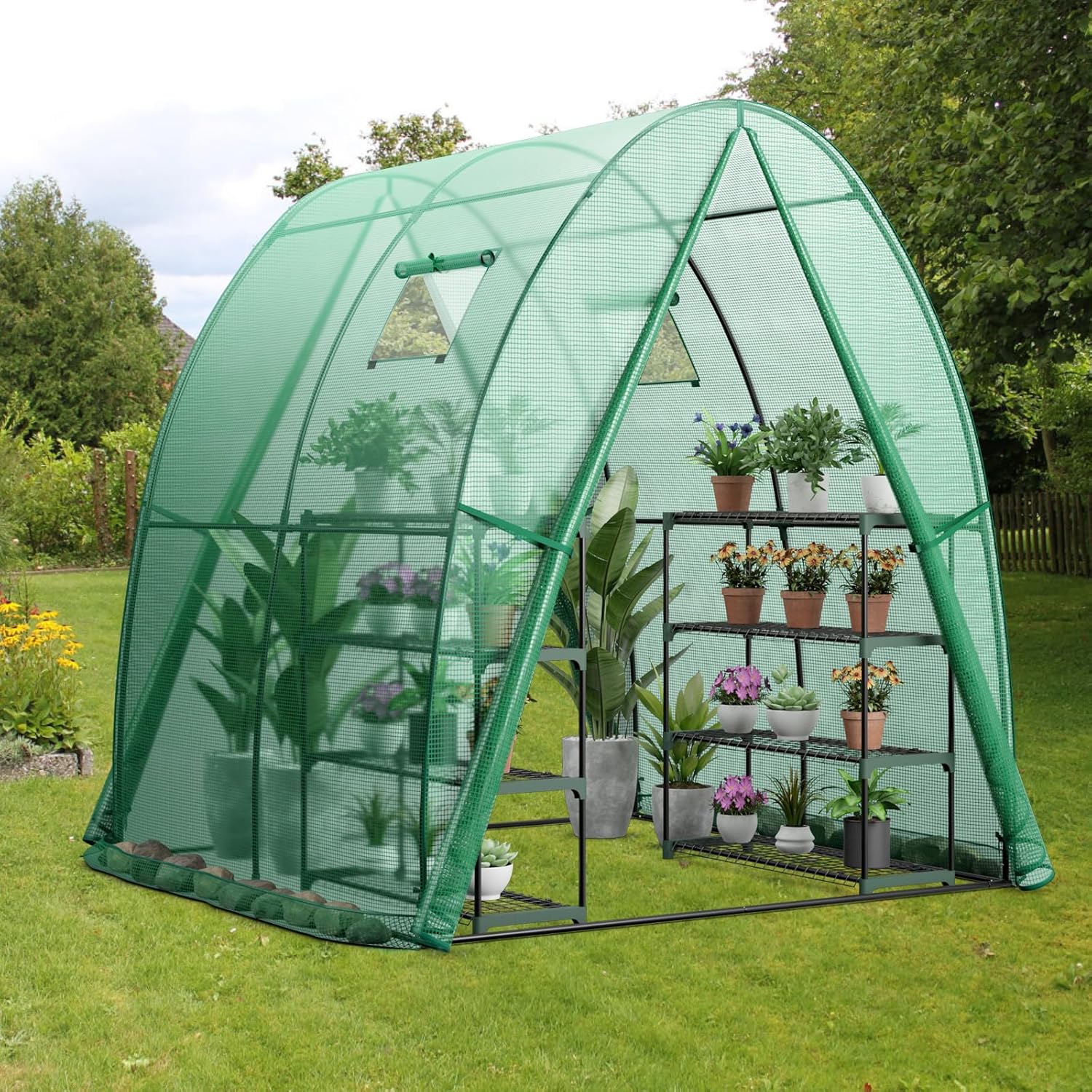 Serra Per Pomodori 100x50x150 Cm - Tunnel Con Porta Avvolgibile, Per Giardino, Balcone, Protezione Piante
