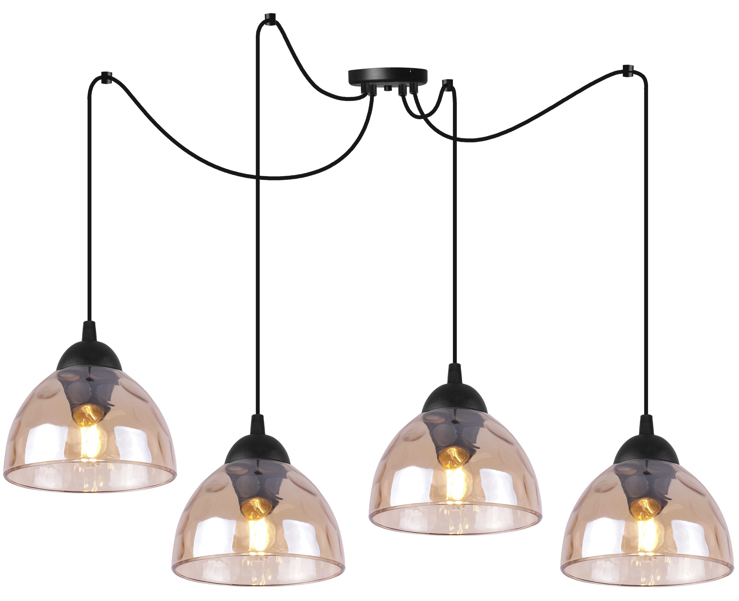 Lampă suspendată de tavan Light Home LH Păianjen Venice 4x E27 60W abajur chihlimbar