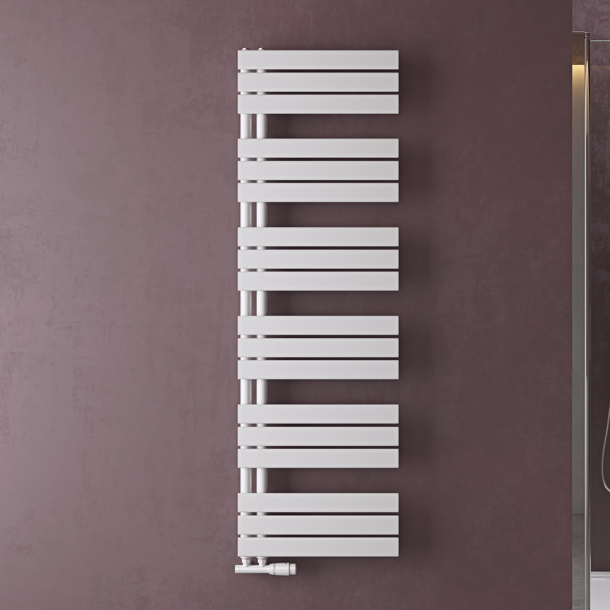 Radiateur Salle De Bain 115x50cm - Sèche-Serviettes Tubulaire Eau Chaude, Design Gris-Noir