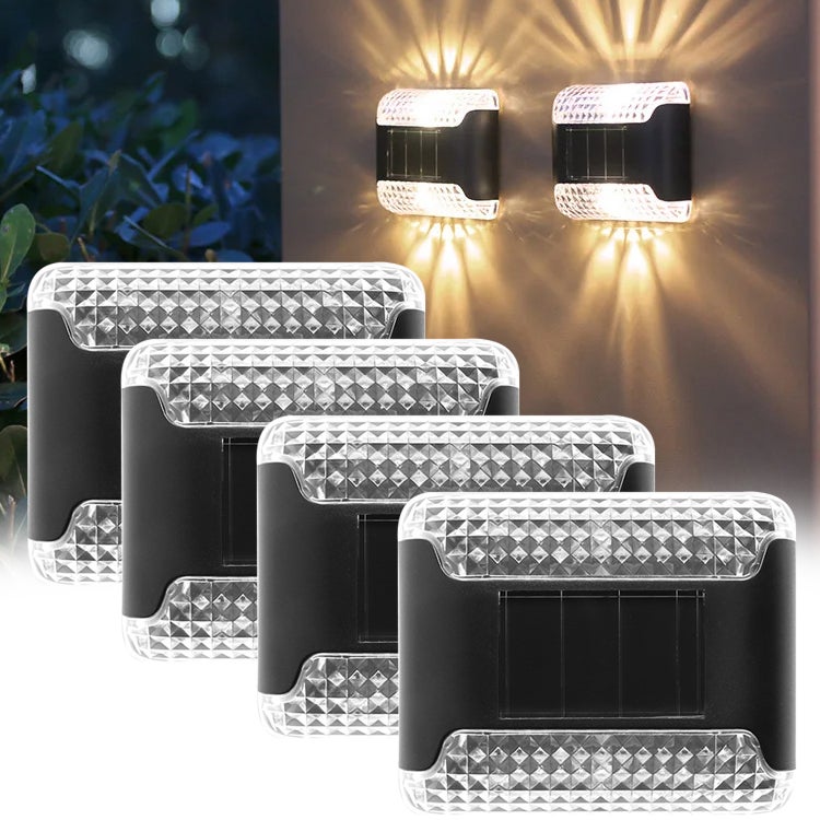 Zestaw lamp solarnych zewnętrznych lamp ściennych góra i dół wodoodporna lampa LED do oświetlania ścieżek solarne lampy ogrodzenia werandę ogrodową
