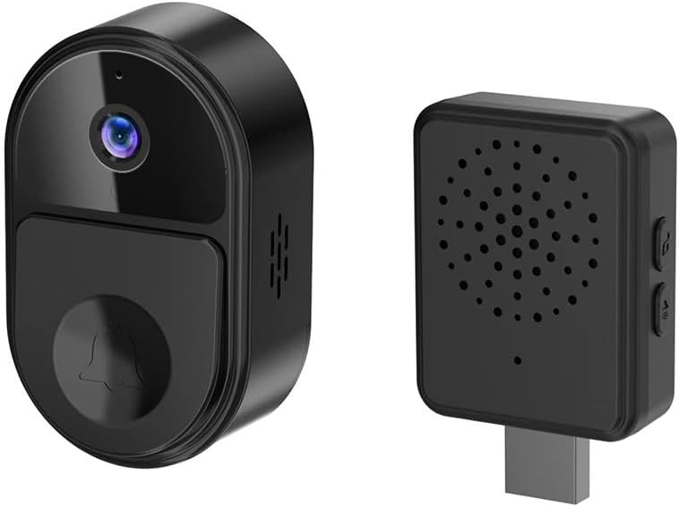 Dzwonek do drzwi – czarny, inteligentna kamera wideo 1080P WiFi, dwukierunkowy wideodomofon, bezprzewodowy dzwonek zewnętrzny, ochrona bezpieczeństwa