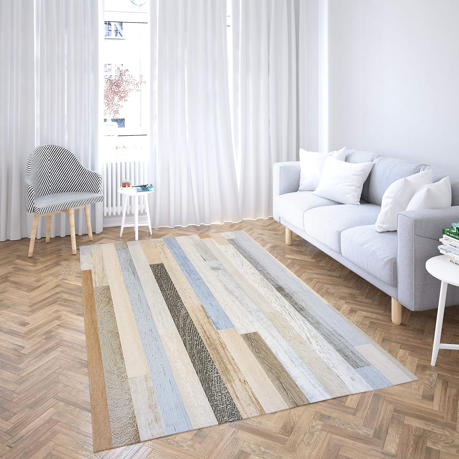 Oedim alfombra madera blanca para habitaciones pvc | 95 x 200 cm | moqueta pvc | suelo vinílico | decoración del hogar | suelo sintasol